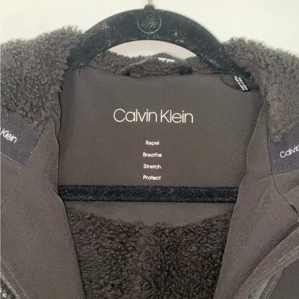 Calvin Klein black weatherproof fuzzy lined winter coat jacket parka size small - Picture 3 of 6
